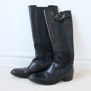 Vero Cuoio Black Leather Riding Boots, Size 5